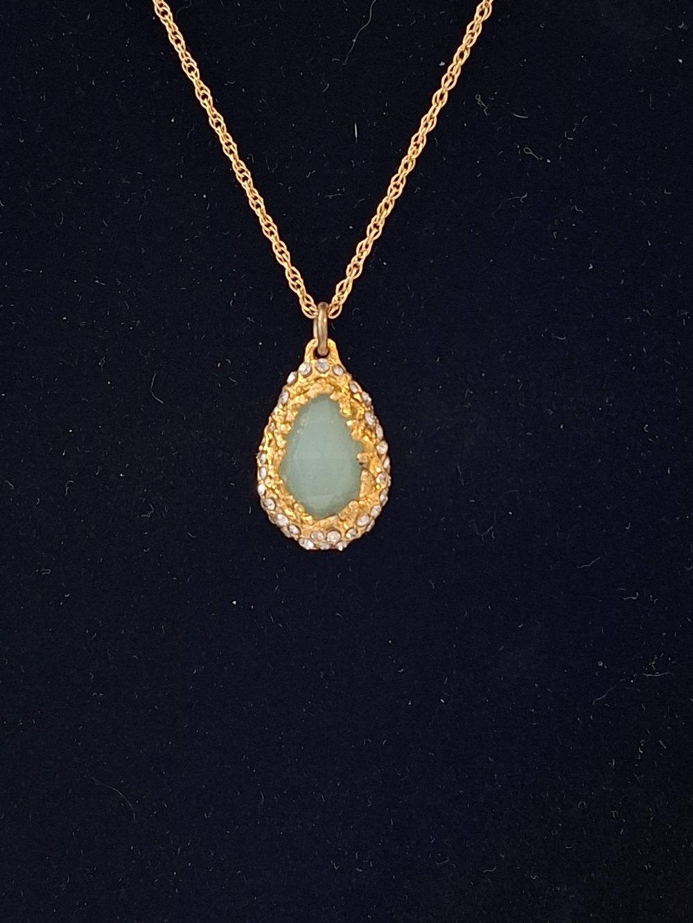 ALEXIS BITTAR SEAFOAM GREEN FACETED LUCITE TEARDROP NECKLACE